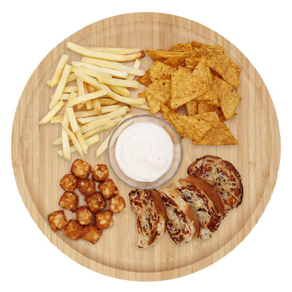 Bamboo Wooden Round Tray for Serving Snacks | Platters Serving Tray | Appetizer Plate, 30 cm, Pack of 1