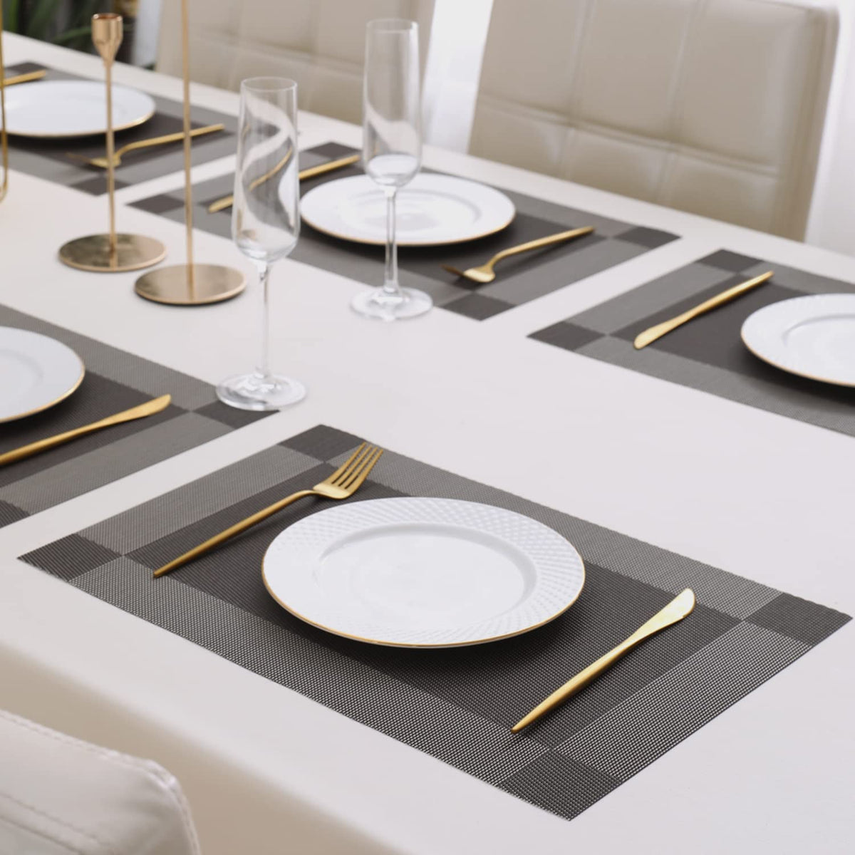 PVC Dining Table Mats, Dark Grey