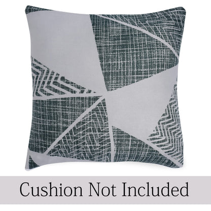 HOKIPO Stretchable Pack of 2 Cushion Cover 16x16 inch, Grey Geometric Abstract