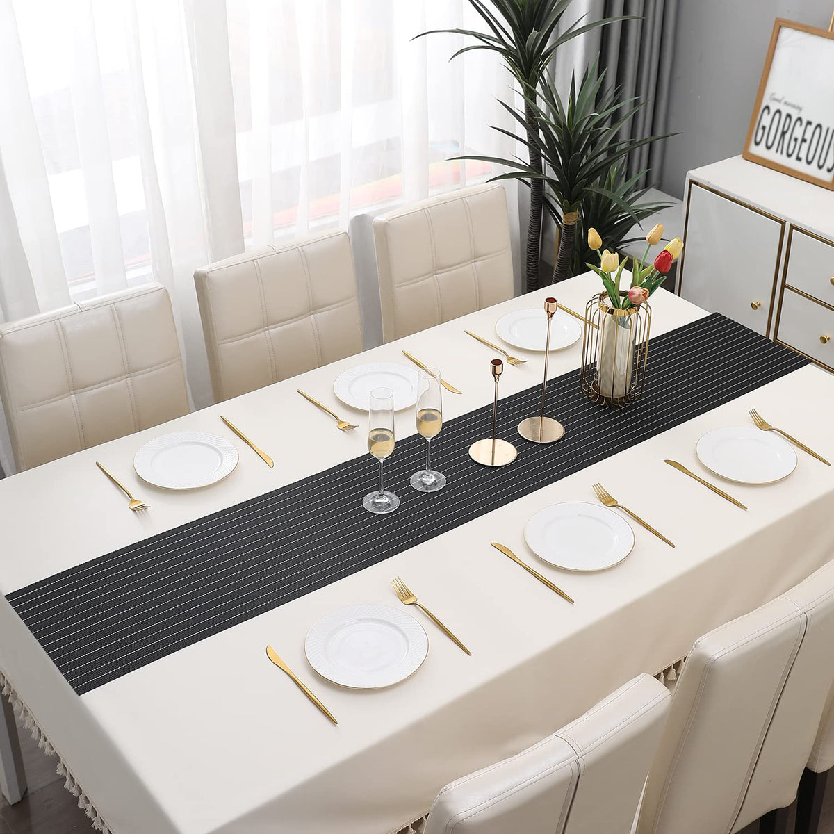 Buy Solid Grey Colour PVC Dining Table Runner for available in 135 cm & 180 cm sizes