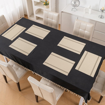 Chevron Stripes PVC Mats for Dining Table - Buttercream Beige