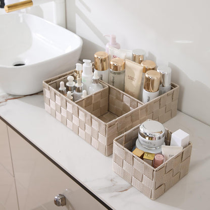 Nylon Storage Basket Desk Organizer, Beige