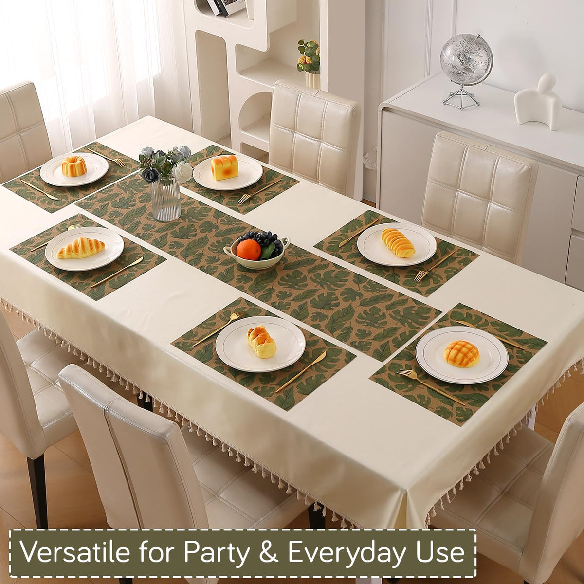 Botanical Tropic PVC Mats for Dining Table - Cana Lily Leaves