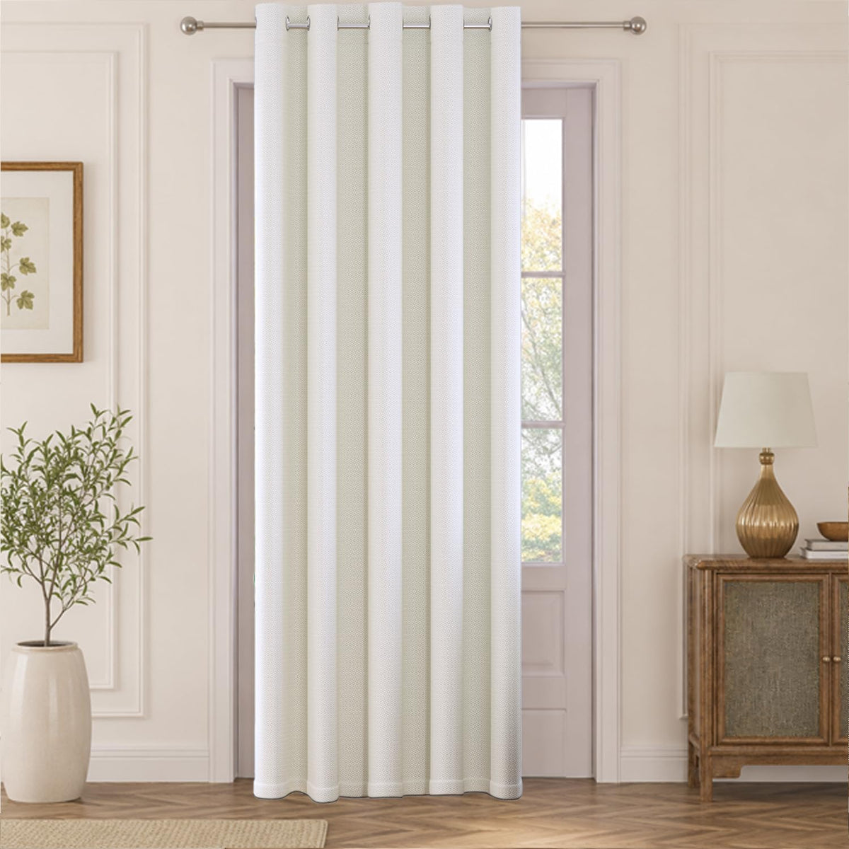 HOKIPO Horizon Dimout Eyelet Curtains, 7 Feet Long - Ivory Cream - image 2