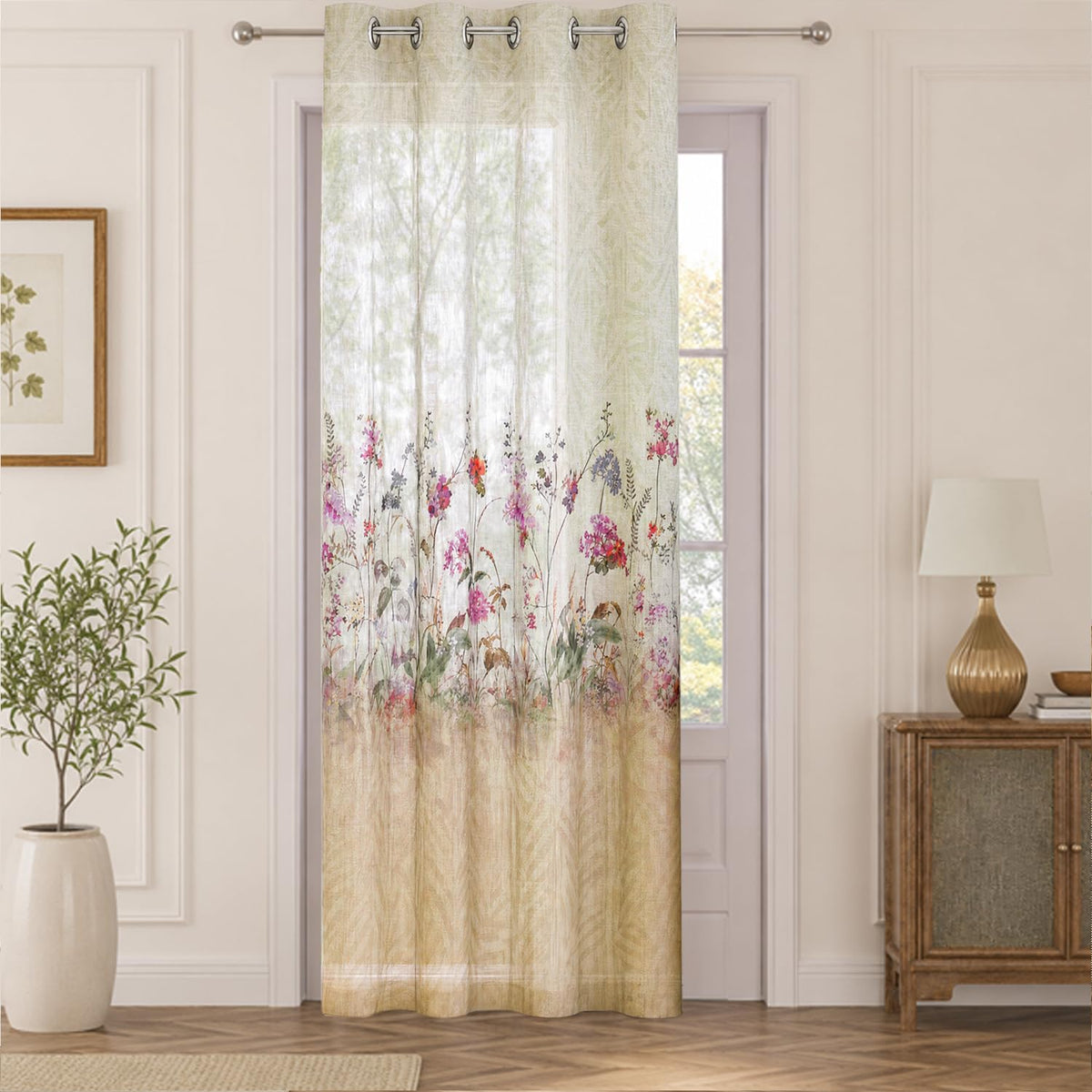 HOKIPO Petal Breeze Sheer Curtains, 7 Feet Long - Champagne Grace - image 2