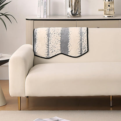 Luxury Wavy Plush Anti-Slip Sofa Cover Mats - Pewter Grey