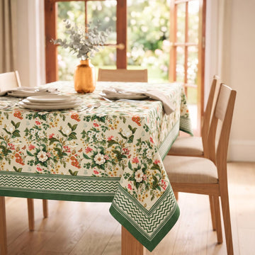 HOKIPO Garden Floral 6 Seater Table Cloth, Green - image 1