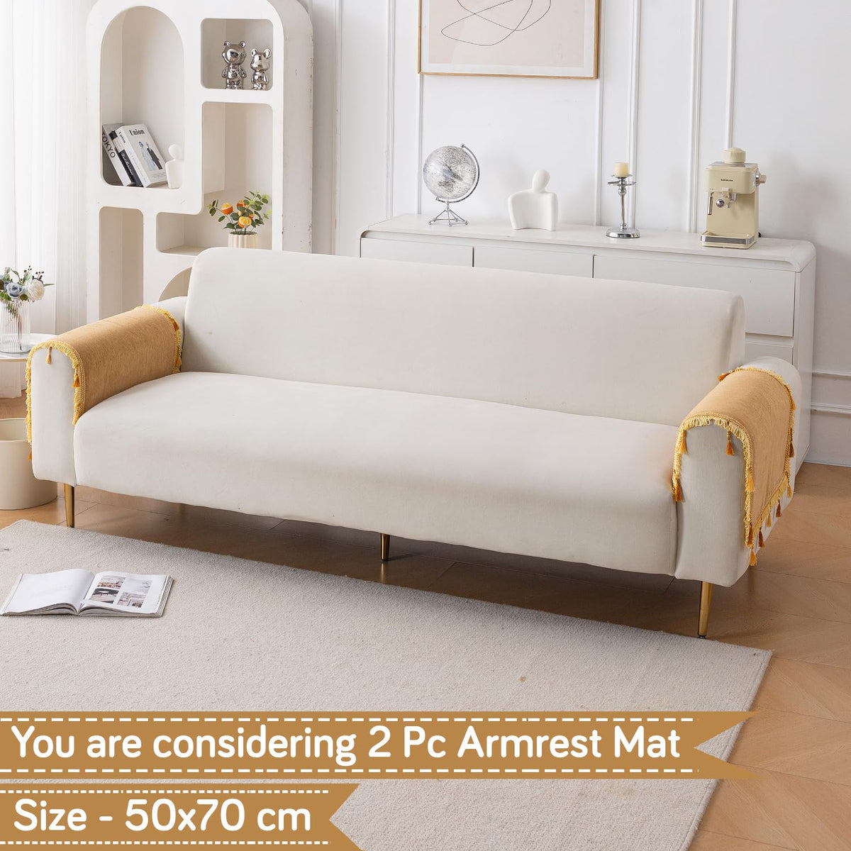 Serenity Tassel Chenille Sofa Cover with Tassel – Sunlit Amber