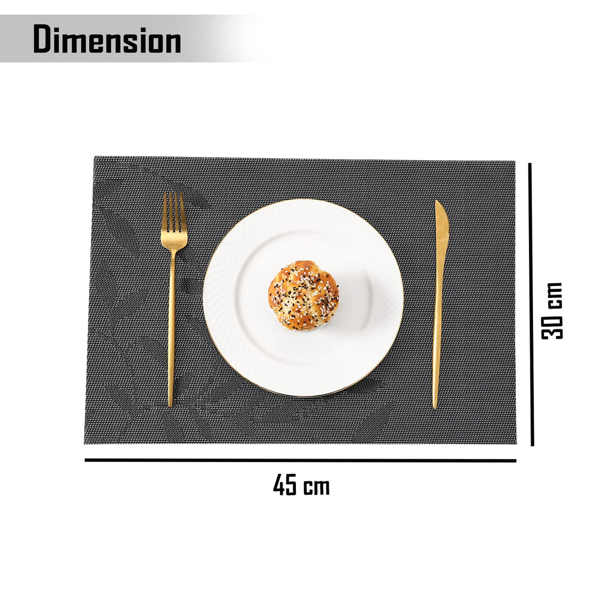 PVC Dining Table Mats, Black Leaves