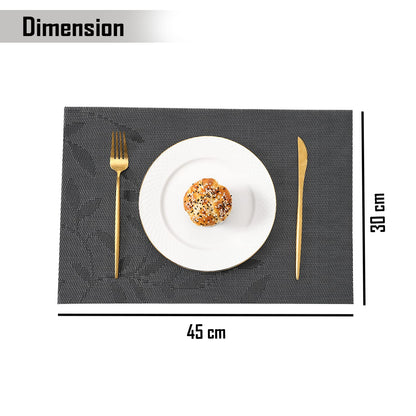 PVC Dining Table Mats, Black Leaves