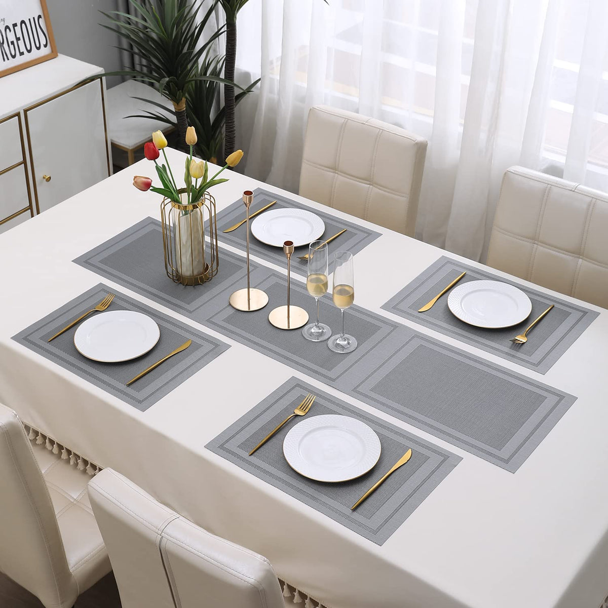 PVC Dining Table Mats, Grey