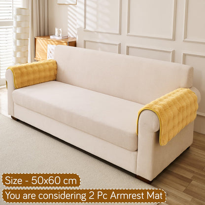 'FurHug' Premium Faux Rabbit Fur Sofa Seat Mats, Honey Yellow
