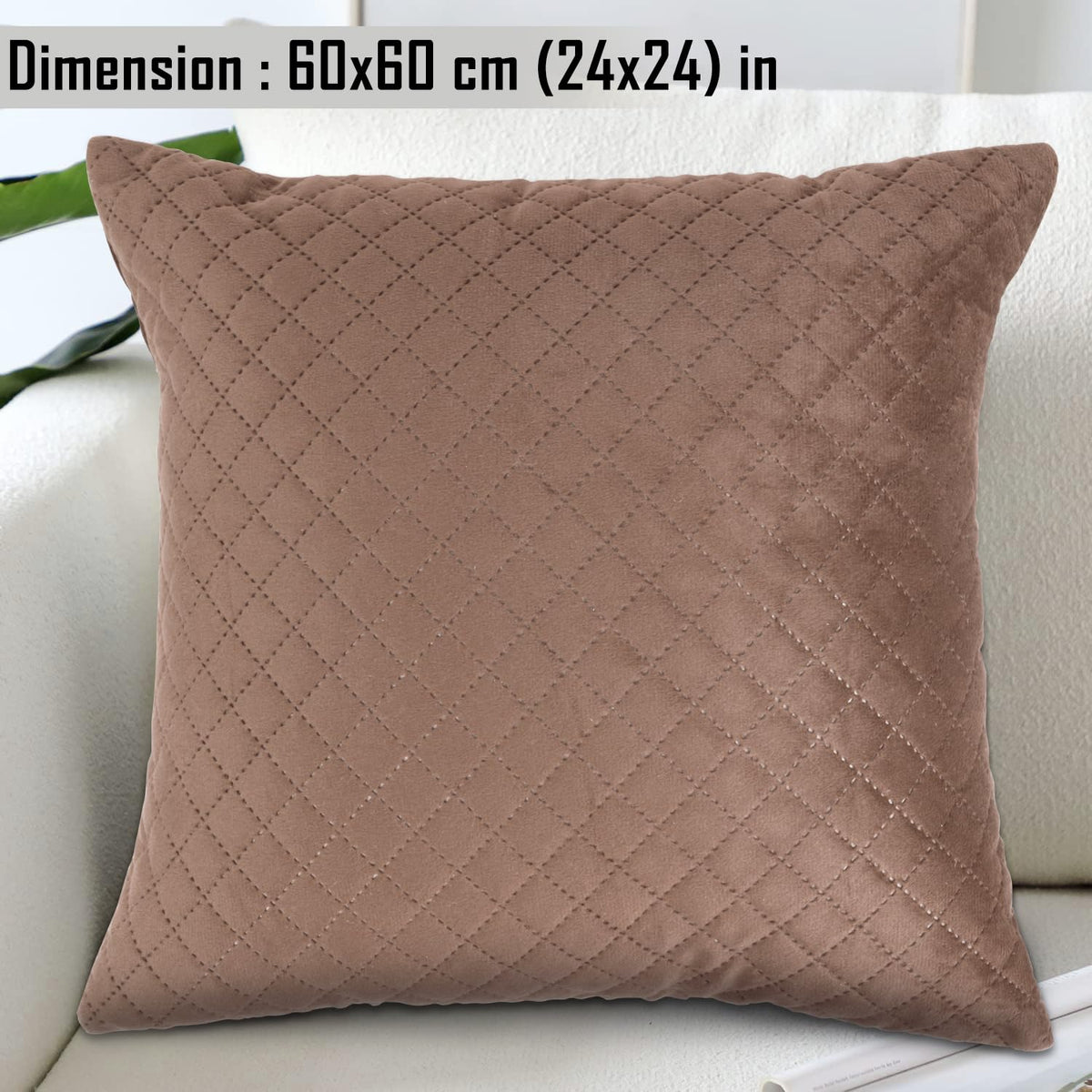 Buy Russet Brown Colour Quilted Velvet Fabric Pillow Covers