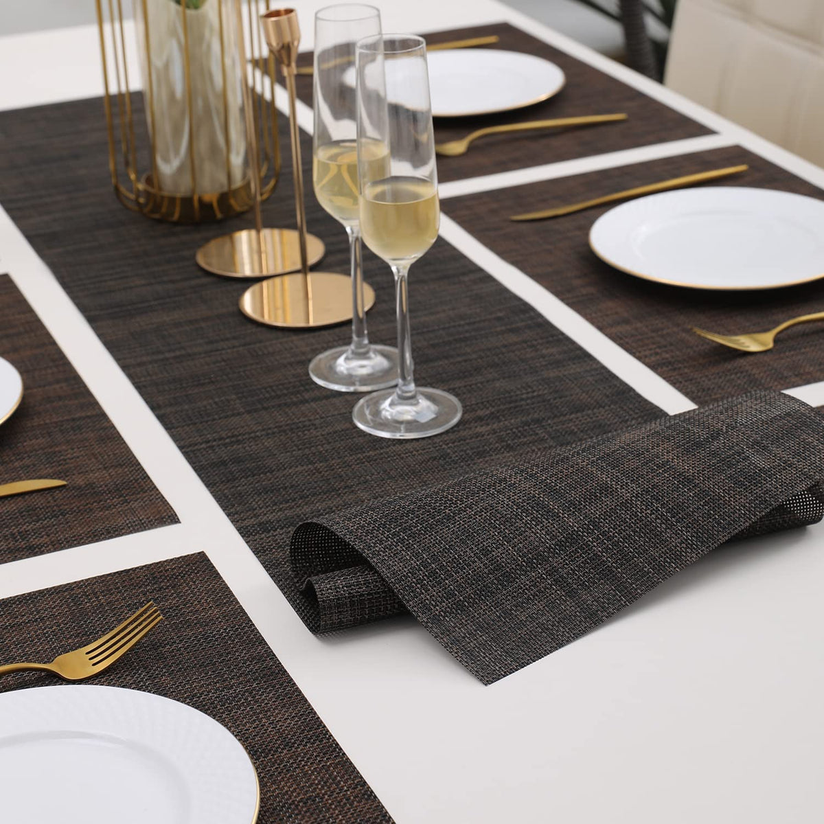 PVC Dining Table Mats, Dark Brown