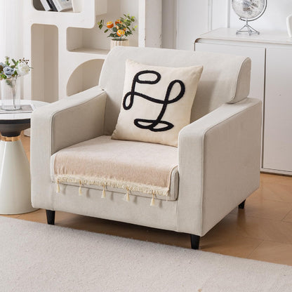 Serenity Tassel Chenille Sofa Cover with Tassel – Ivory Fringe