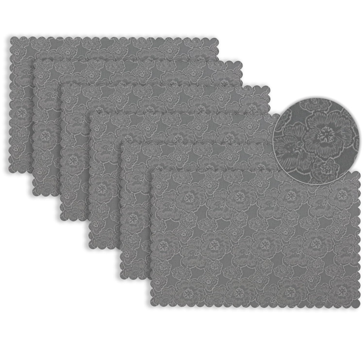 Florista Blush Royal Luxe Faux Leather Mats for Dining Table - Serene Grey