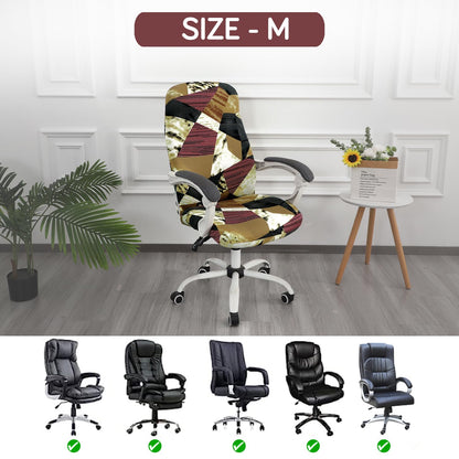 HOKIPO 140gsm Stretchable Office Chair Cover, Wine Abstract Geometry - Medium / Large