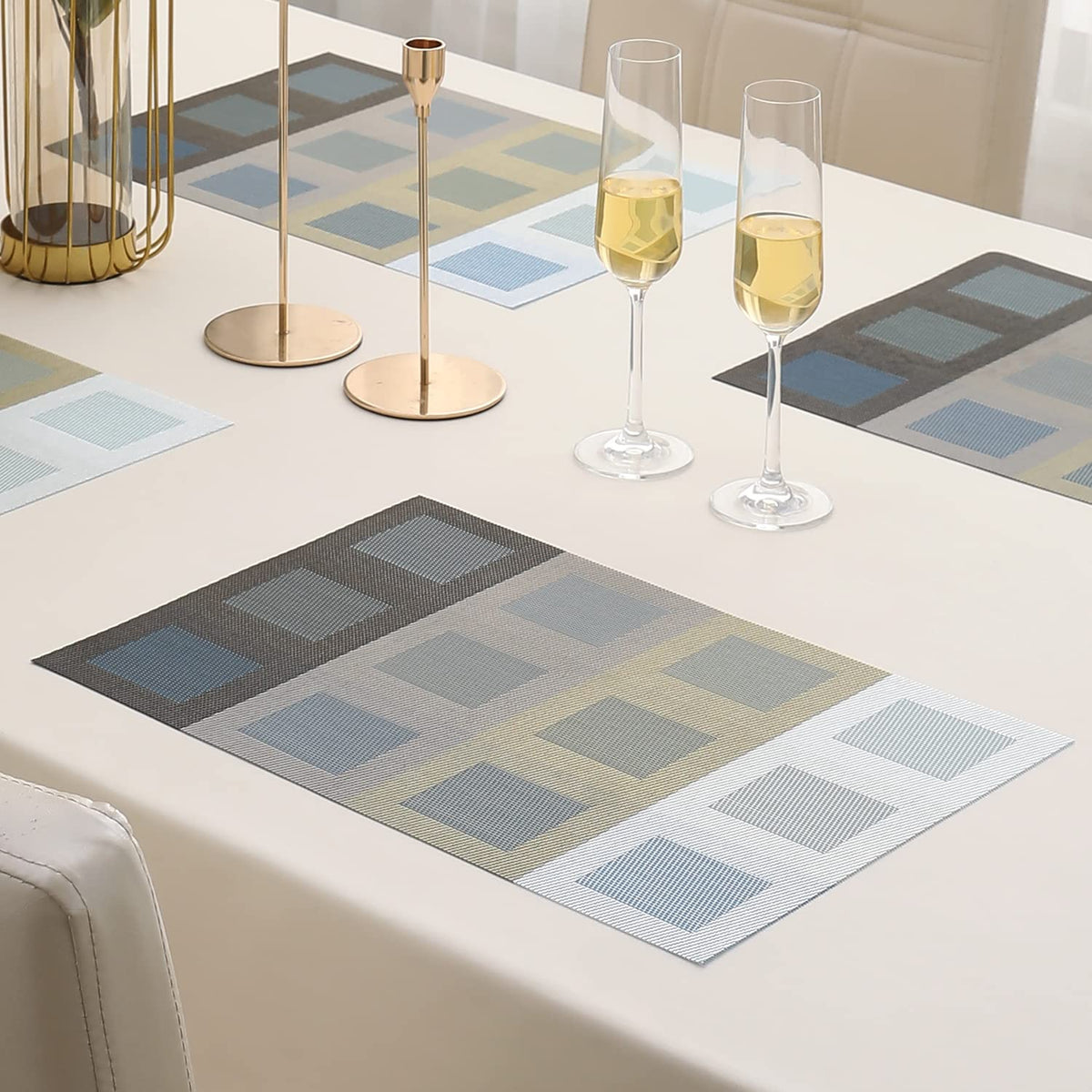 PVC Dining Table Mats, Gradient Blue