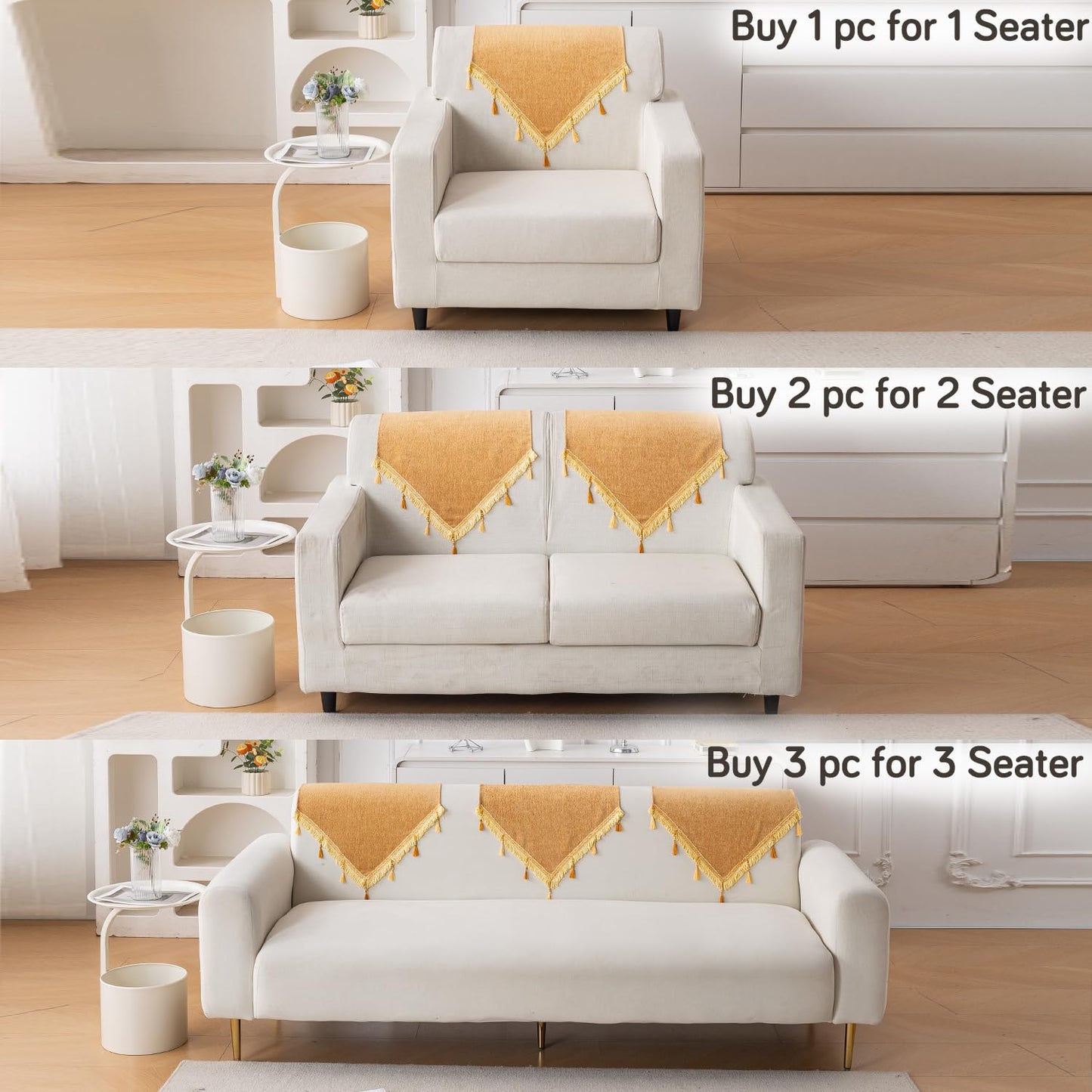Serenity Tassel Chenille Sofa Cover with Tassel – Sunlit Amber