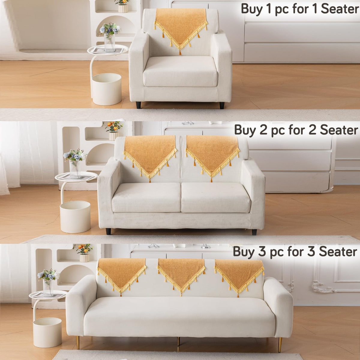 Serenity Tassel Chenille Sofa Cover with Tassel – Sunlit Amber