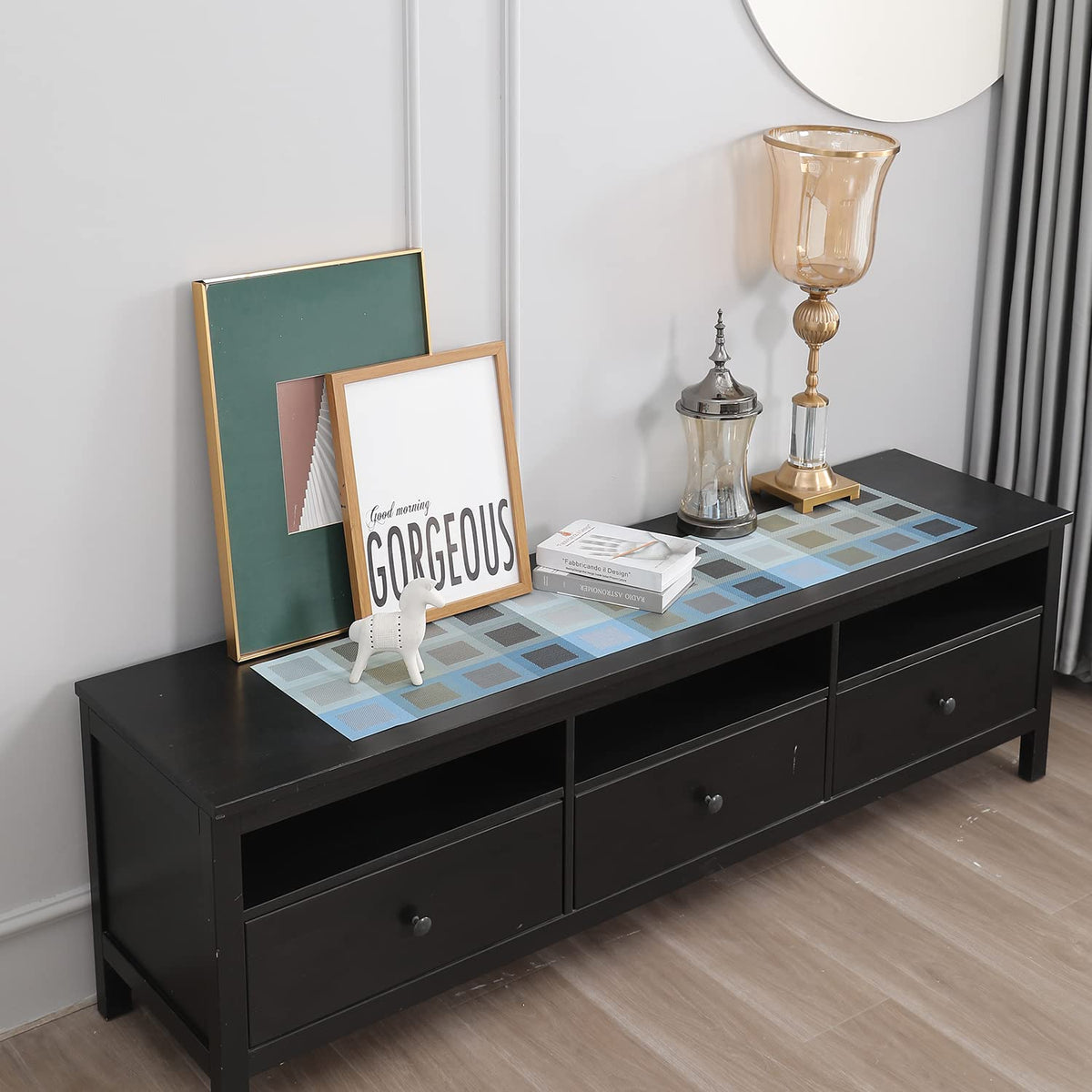 Buy Gradient Blue Colour PVC Runner for Side Tables | HOKIPO