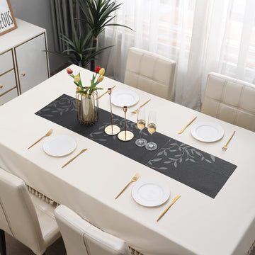 Buy Black Leaves Colour PVC Table Runner Online - HOKIPO | Har Ghar Ka Humsafar