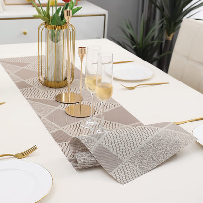 PVC Table Runner, Abstract Beige