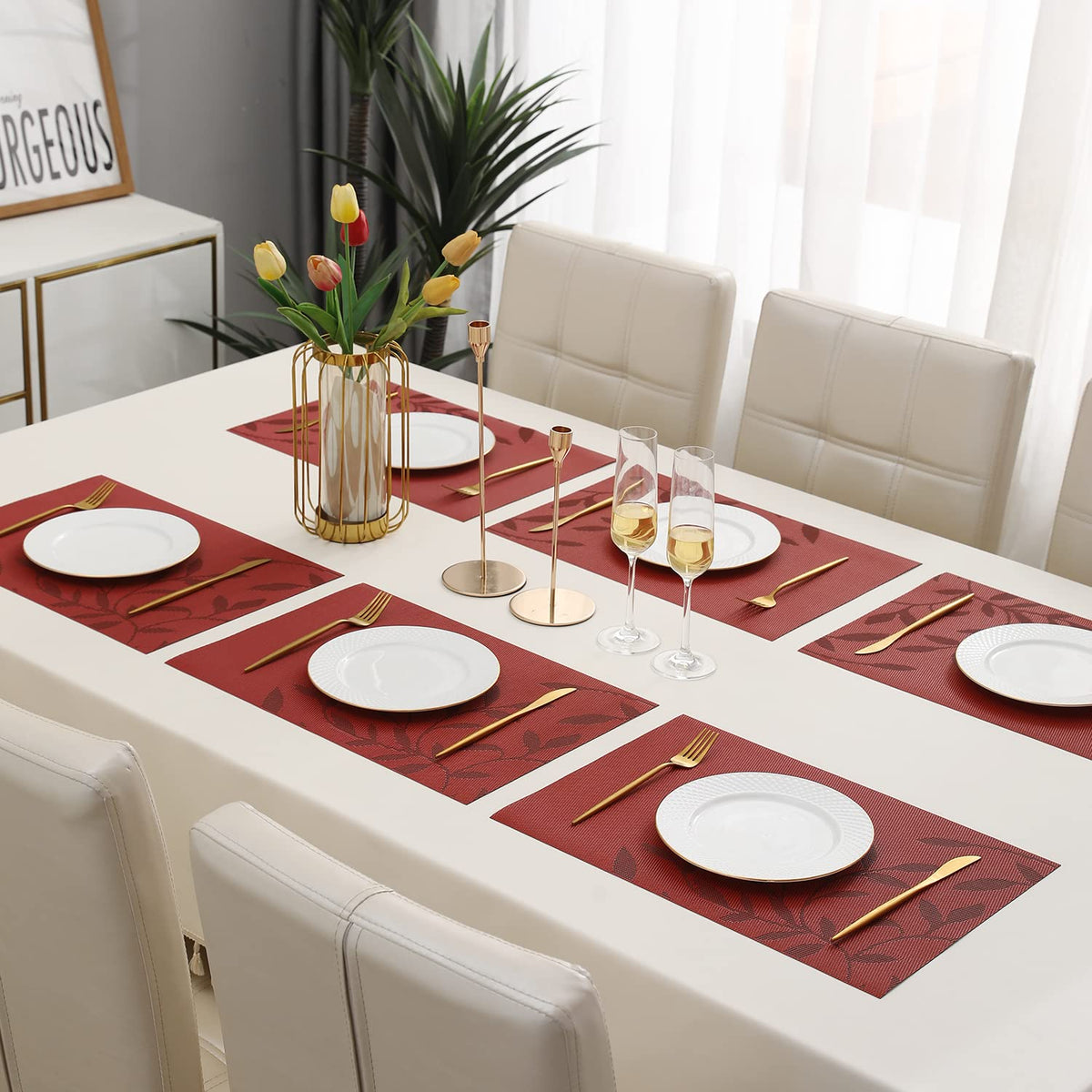PVC Dining Table Mats, Red