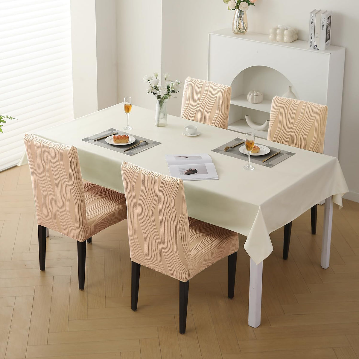 Nestiva Series Stretchable Knitting Jacquard Chair Cover - Blush Beige