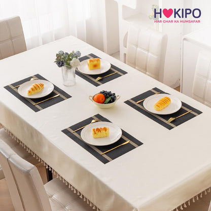 Chevron Stripes PVC Mats for Dining Table - Jet Black