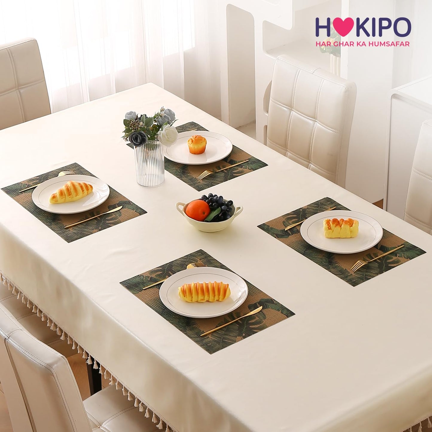 Botanical Tropic PVC Mats for Dining Table - Palm Leaves