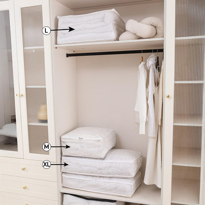 Foldable Clothes Organiser for Wardrobe and Closet Storage Bag - White