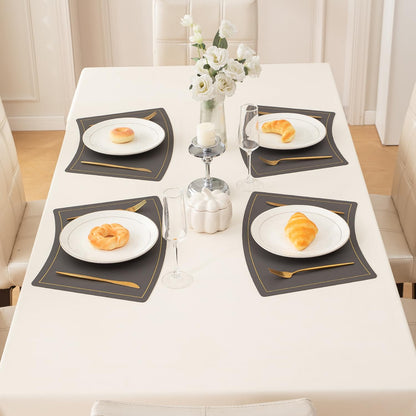 Premium Faux Leather Dining Table Mats, Graphite Grey