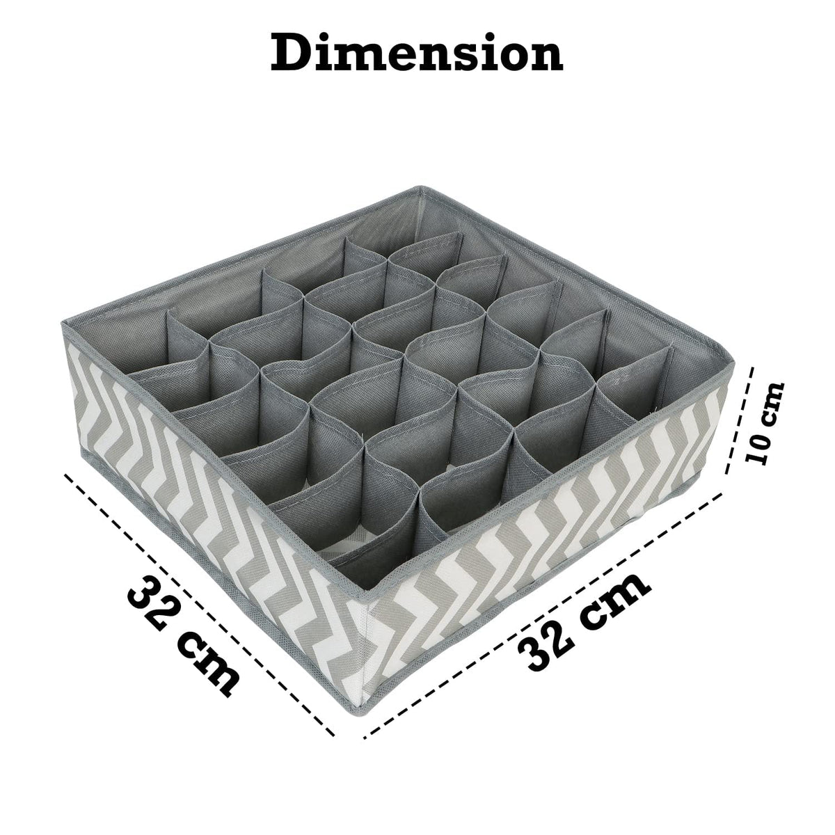 HOKIPO Fabric Undergarment Organizer Storage Box for Wardrobe - 24 Grid, Grey