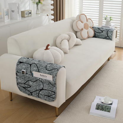 Water Repellent + Waterproof Quilted Sofa Mats, Intense Grey Abstract Floral