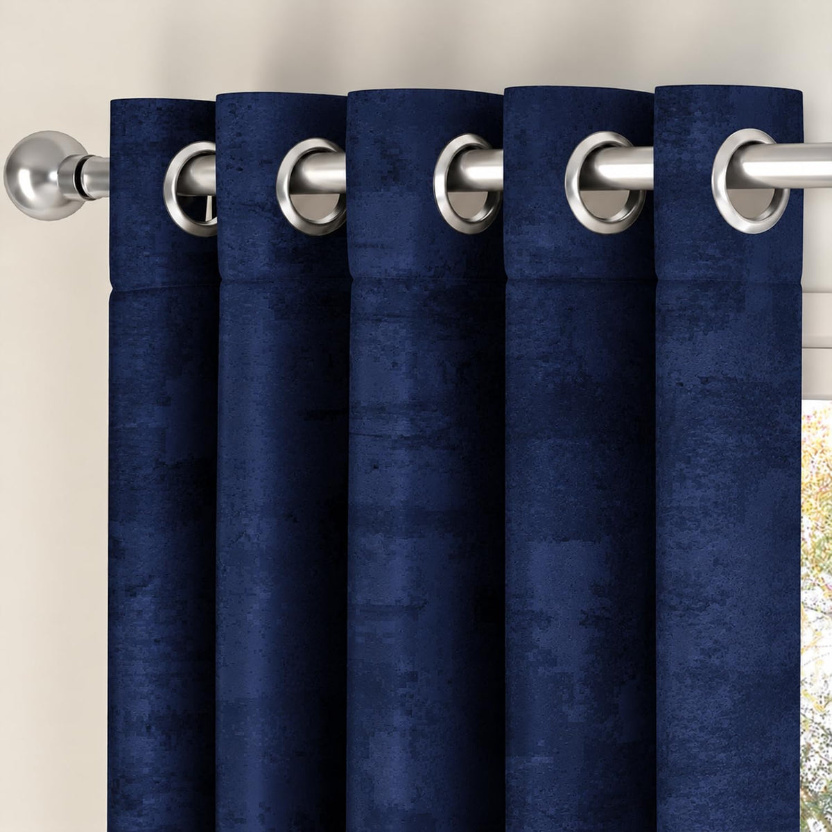 HOKIPO Twilight Curtains, 7 Feet Long - Moonlit Blossom Royal Navy - image 7
