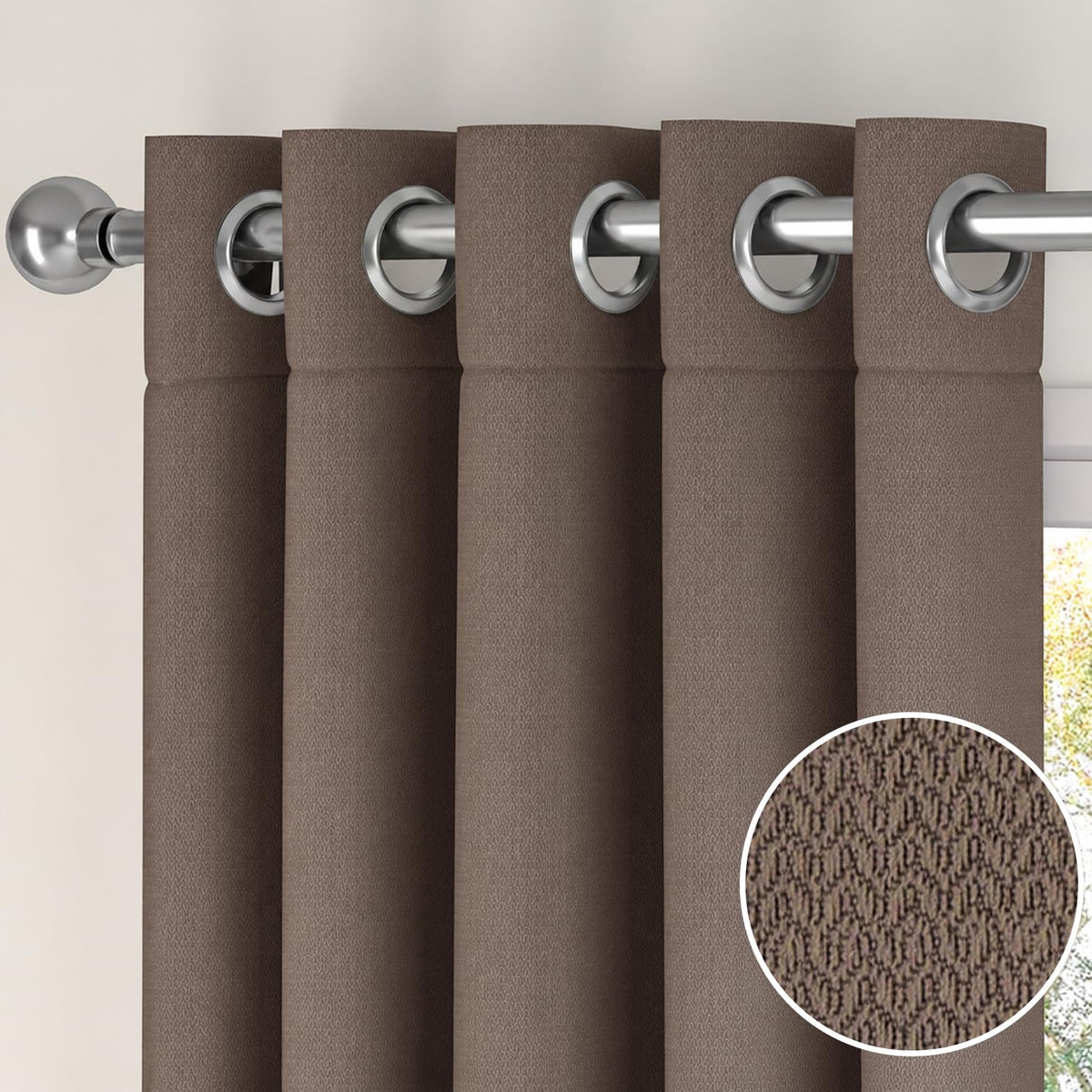 HOKIPO Atmosphere Dimout Curtains, 7 Feet Long - Mocha Brown - image 7