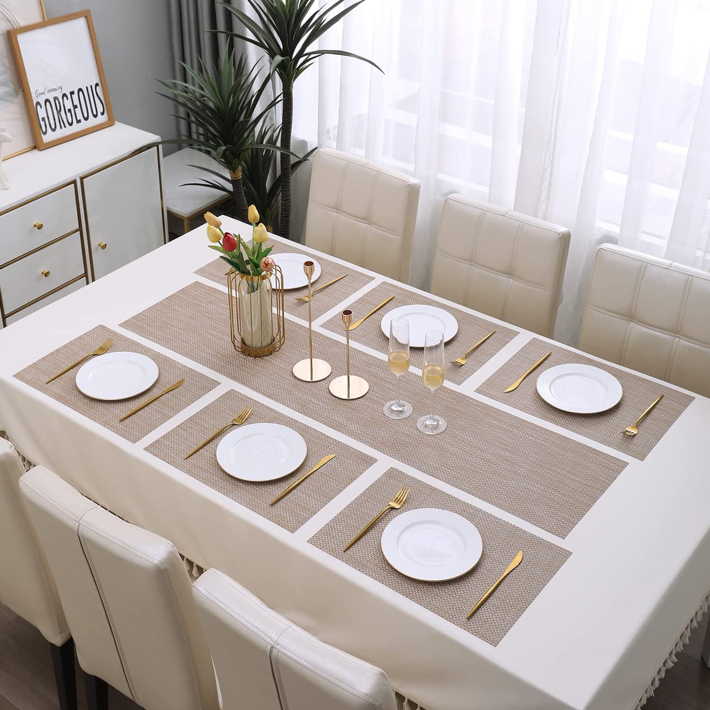 PVC Dining Table Mats, Beige