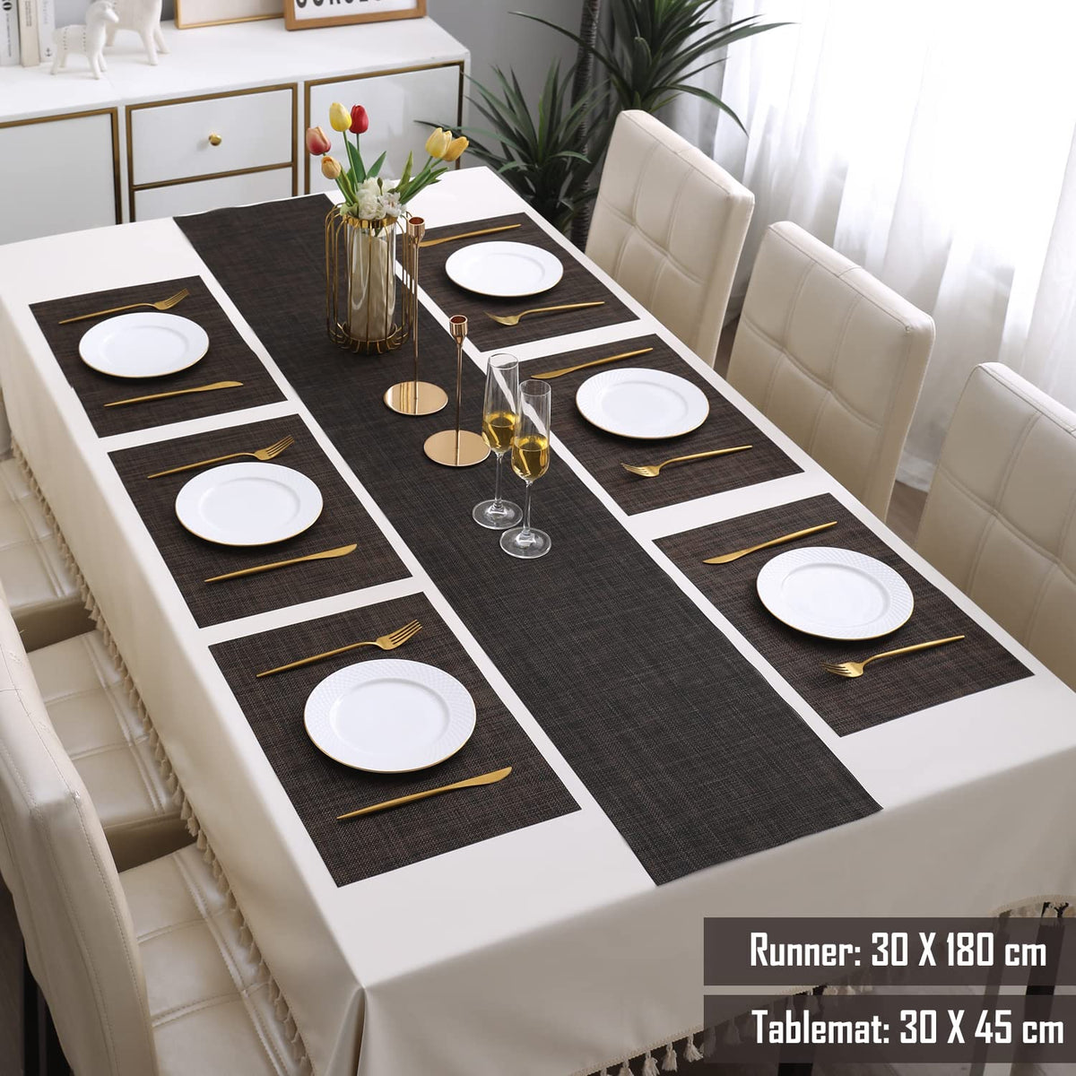 PVC Dining Table Mats, Dark Brown