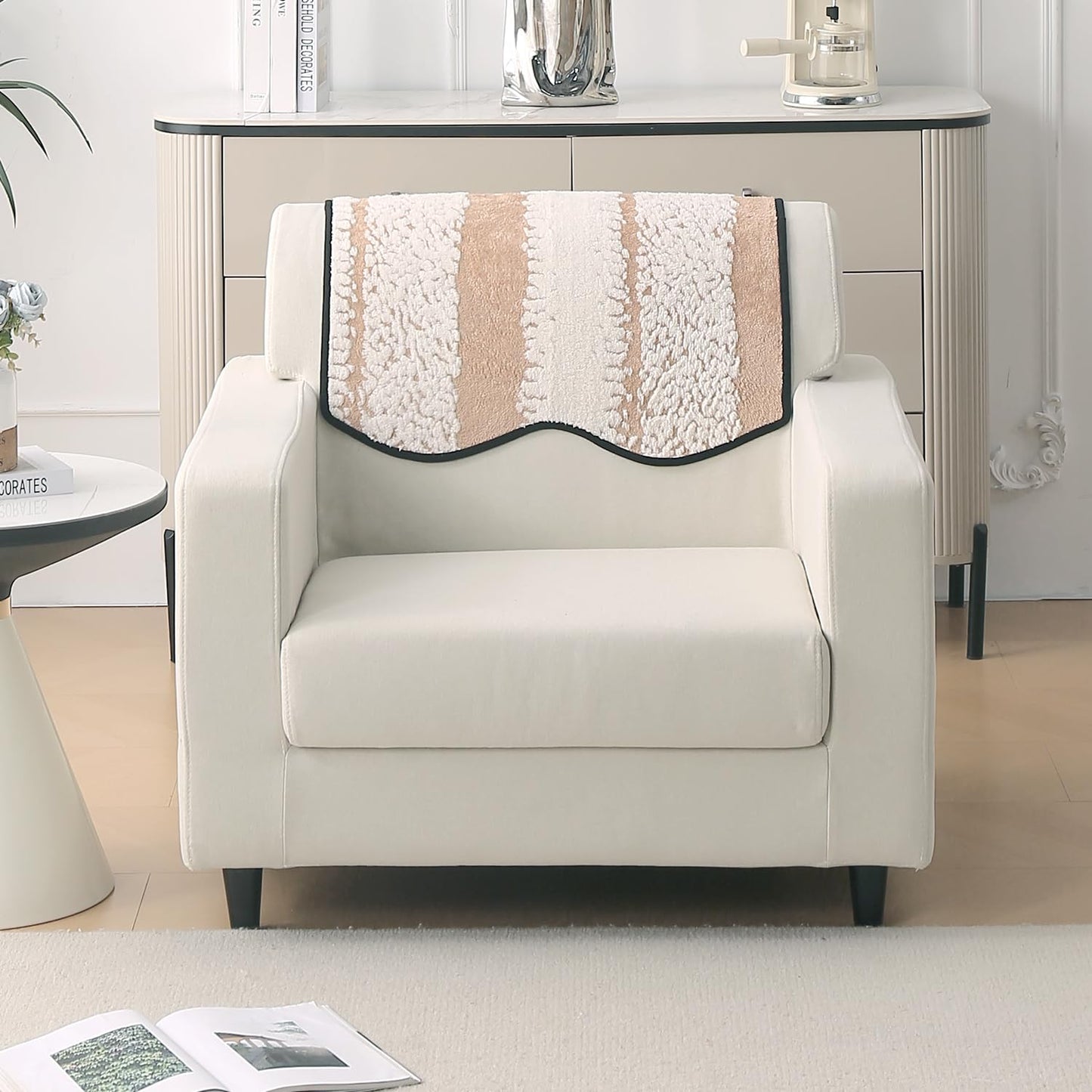 Luxury Wavy Anti Slip Plush Sofa Cover Mat, Desert Brown