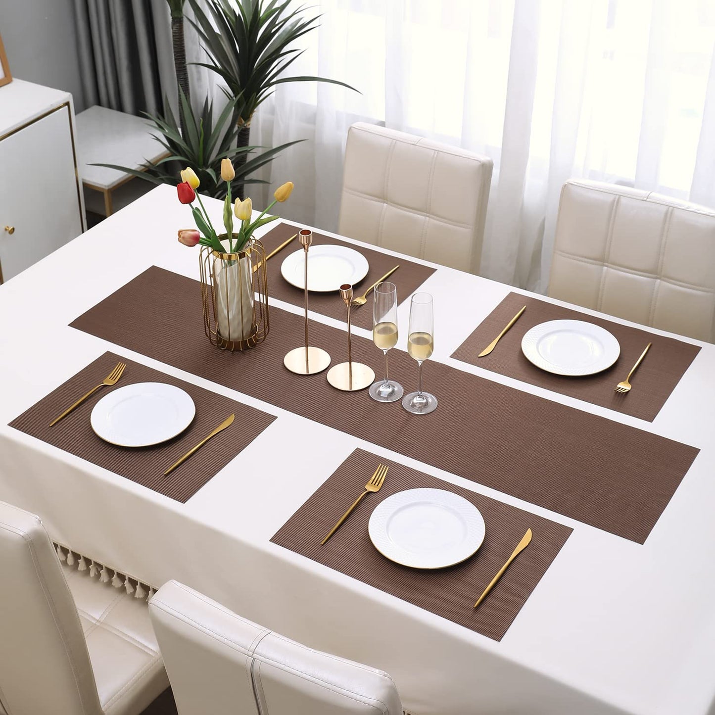 PVC Dining Table Mats, Brown