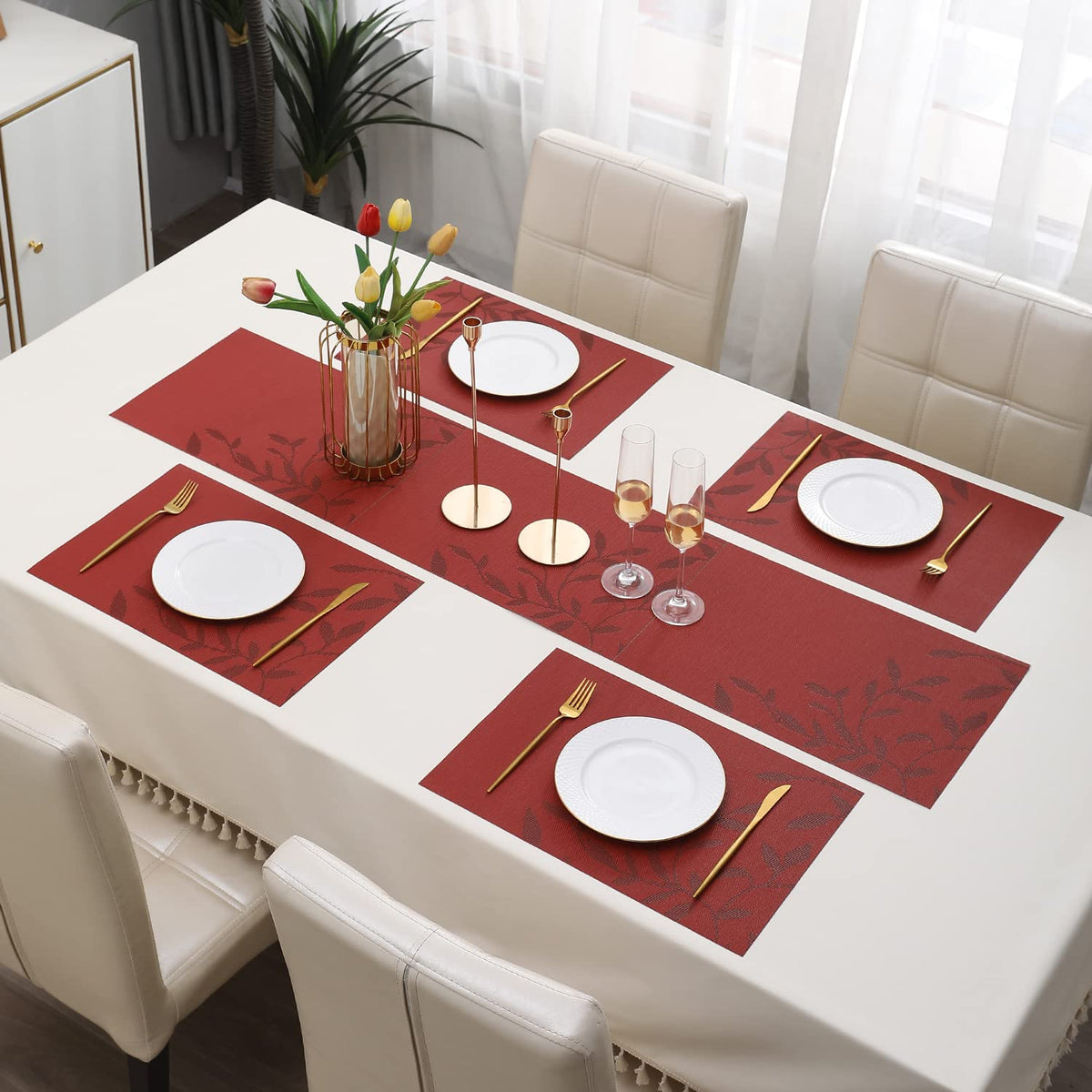 PVC Dining Table Mats, Red