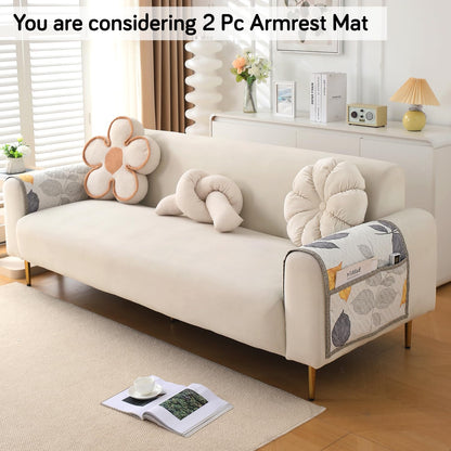 Printed Quilted Sofa Cover Mats, Multicolor Leaves