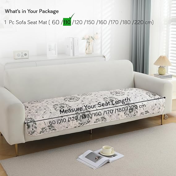 HOKIPO Quilted, Waterproof and Anti-Slip Sofa Cover Mat, Dandelion Anchor Grey
