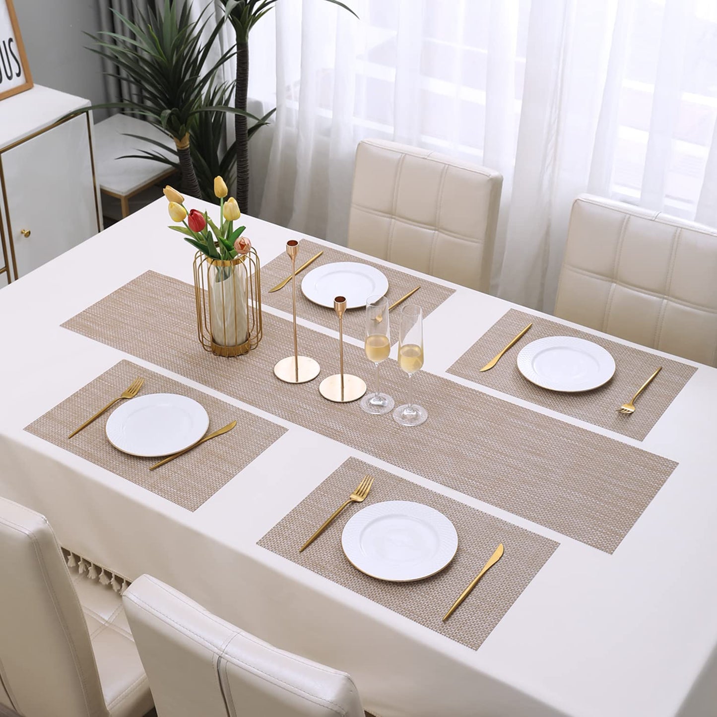 PVC Dining Table Mats, Beige