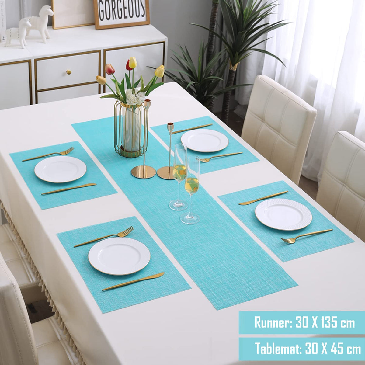 PVC Dining Table Mats,Turquoise