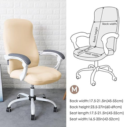HOKIPO 140gsm Stretchable Office Chair Cover, Beige - Medium / Large