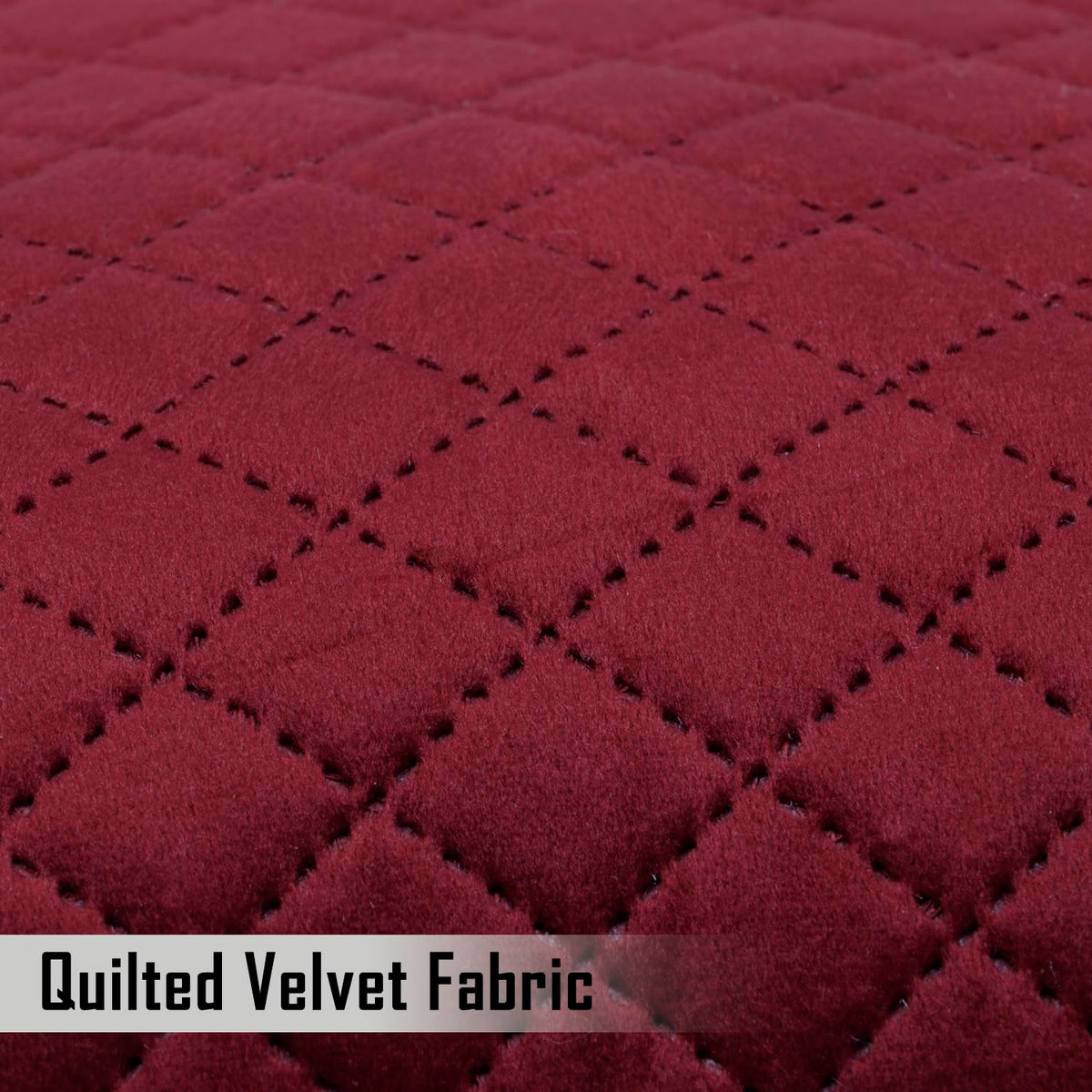 Buy Sangria Red Colour Quilted Velvet Fabric Pillow Covers