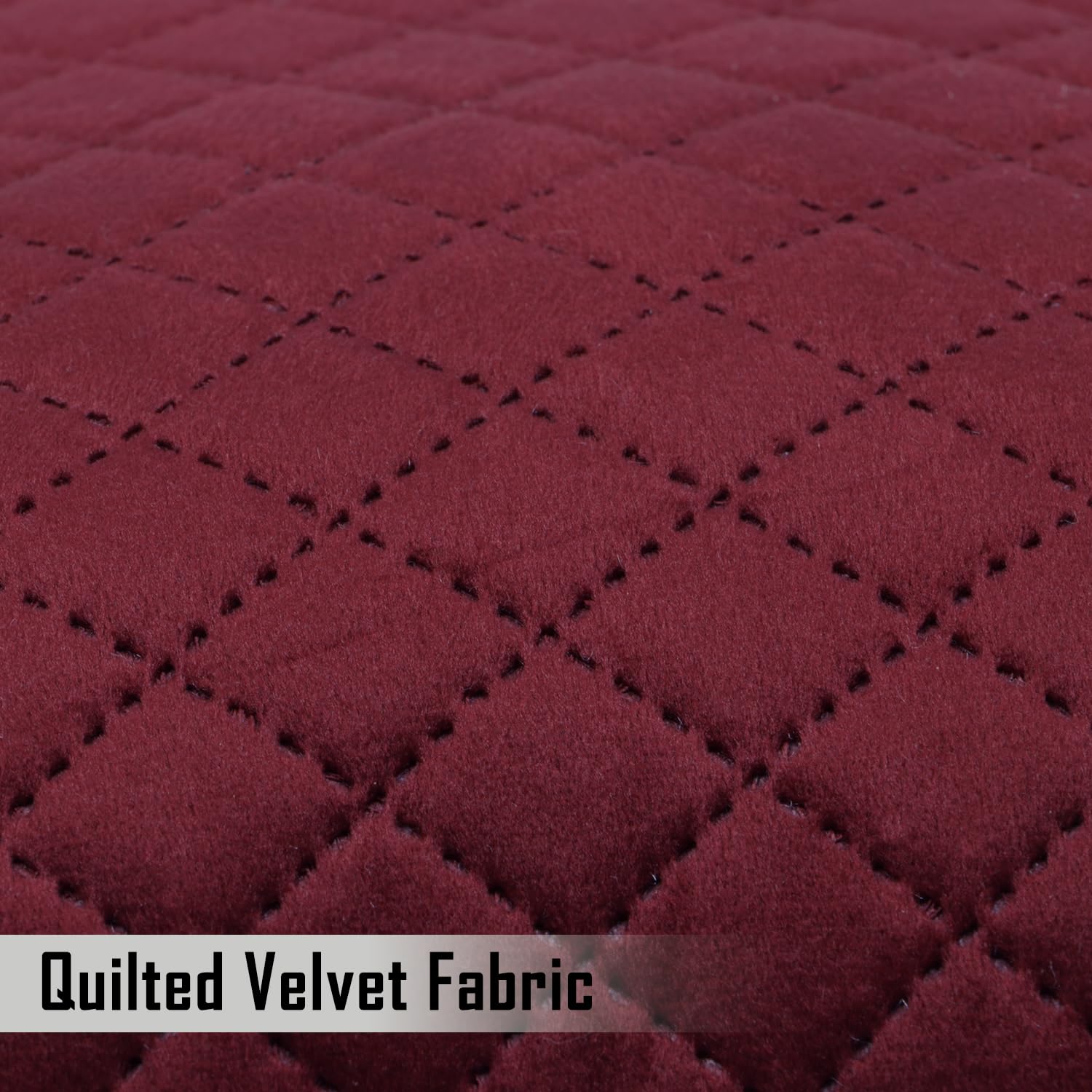 Buy Sangria Red Colour Quilted Velvet Fabric Pillow Covers