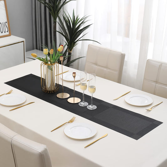 PVC Table Runner for Dinner and Coffee Table, Black